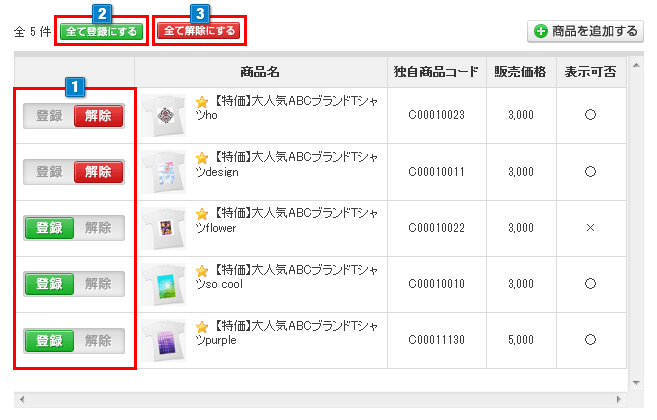 カテゴリー内商品管理