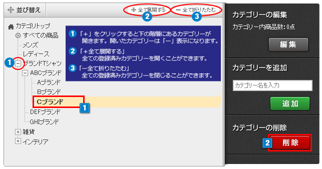 カテゴリーの削除