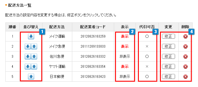 配送の設定